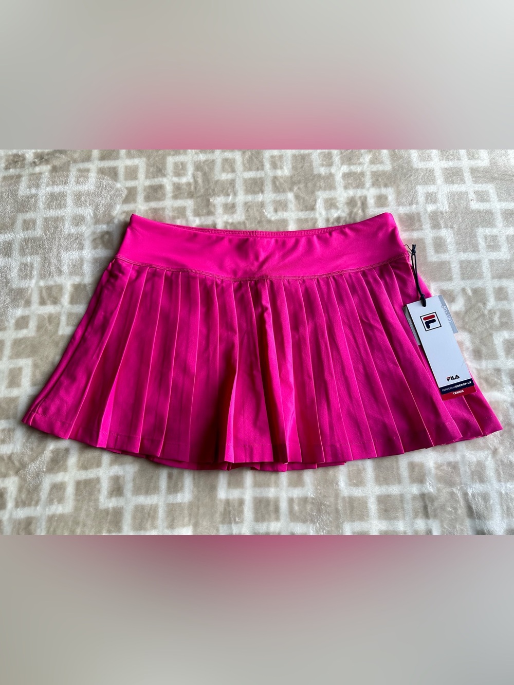 Fila Bright Pink Pleated Skater Mini Skirt